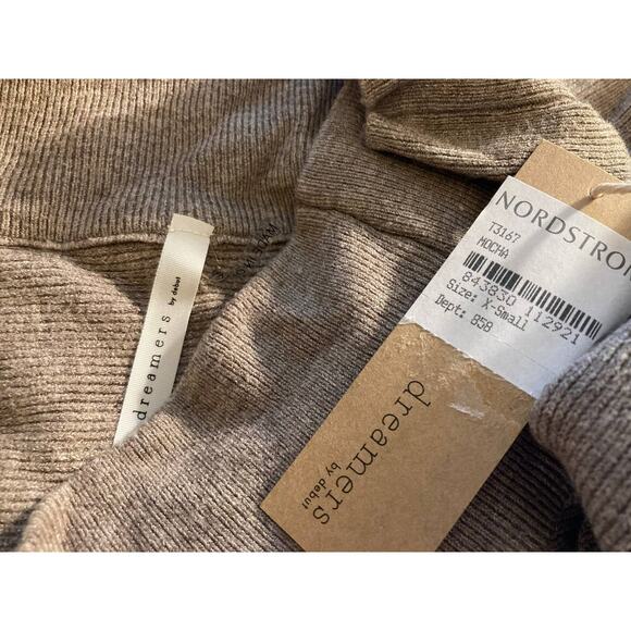 Dreamers by Debut Off Shoulder Rib Knit Sweater Top XS/Extra Small in Mocha NWT - Picture 2 of 4